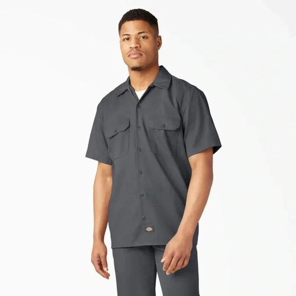 Dickies Men's XL Gray Short Sleeve Work Shirt Button-Up Casual - Picture 1 of 13